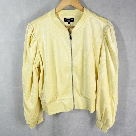 Generation Love Revolve Blair Bomber Puff Sleeves Sweater Yellow Size XL - Picture 2 of 8